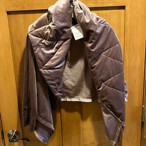 NWT Young Fabulous & Broke Mauve Cropped Velvet LongSleeve Quilted Jacket XS